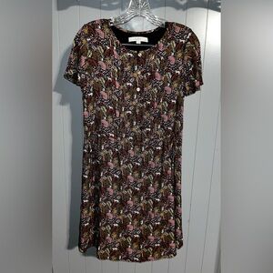 Loft Paradise Lost pintucked side-tie jungle print short-sleeve mini dress